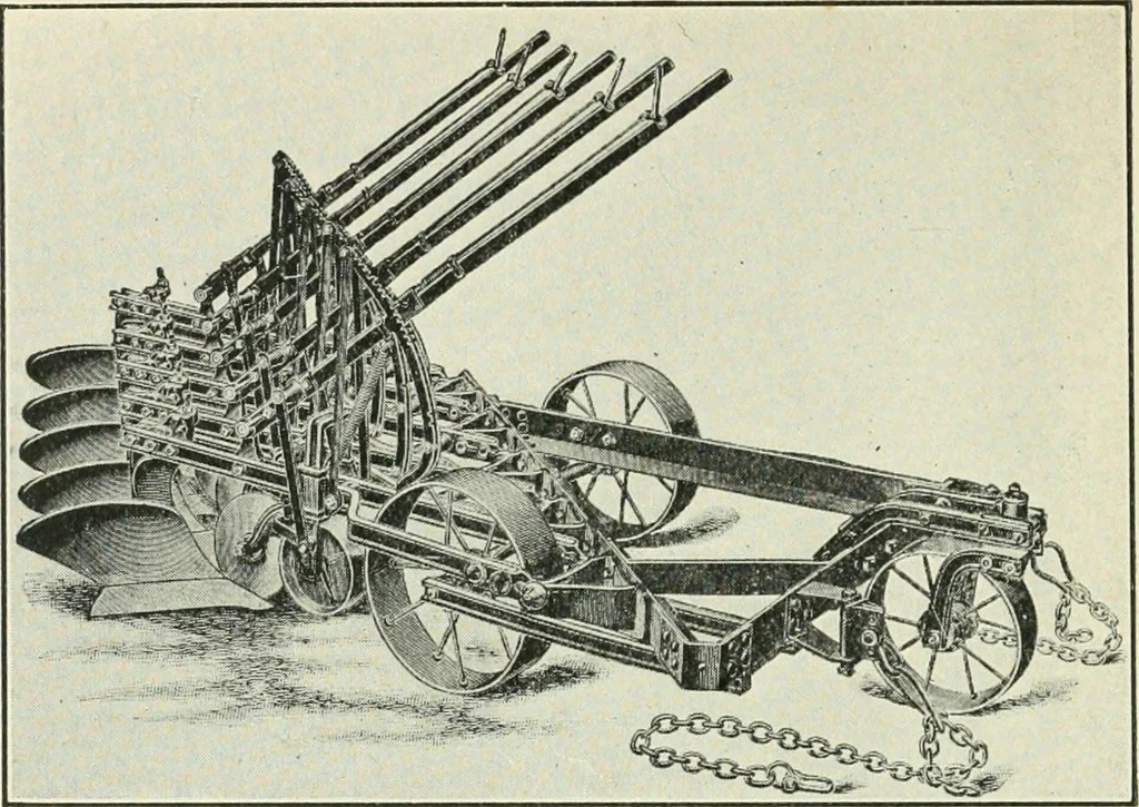 An illustration from The modern gas tractor, its construction, utility, operation and repair: a practical treatise defining every branch of up-to-date gas tractor engineering, driving and maintenance in a non-technical manner. Considers fully all types of power plants and their components, methods of drive and speed changing mechanisms. Describes design and construction as well as practical application of tractors in the field, 1919, leaf 411