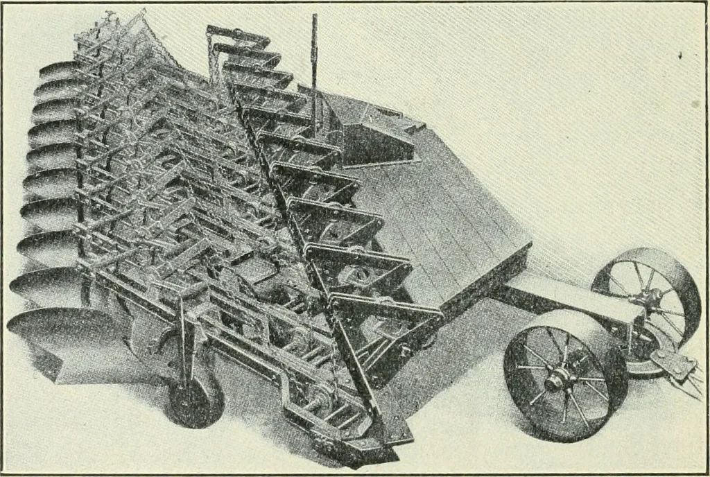 An illustration from The modern gas tractor, its construction, utility, operation and repair: a practical treatise defining every branch of up-to-date gas tractor engineering, driving and maintenance in a non-technical manner. Considers fully all types of power plants and their components, methods of drive and speed changing mechanisms. Describes design and construction as well as practical application of tractors in the field, 1919, leaf 411