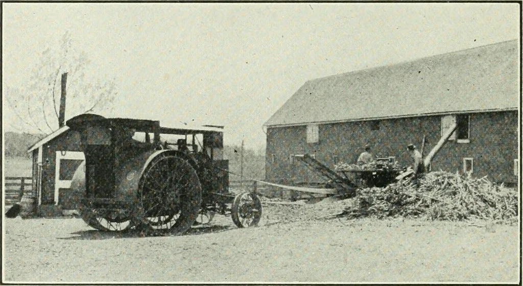 An illustration from The modern gas tractor, its construction, utility, operation and repair: a practical treatise defining every branch of up-to-date gas tractor engineering, driving and maintenance in a non-technical manner. Considers fully all types of power plants and their components, methods of drive and speed changing mechanisms. Describes design and construction as well as practical application of tractors in the field, 1919, leaf 429