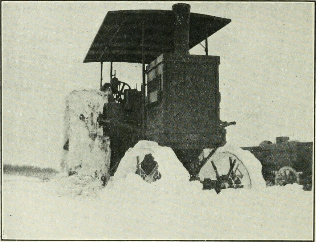 An illustration from The modern gas tractor, its construction, utility, operation and repair: a practical treatise defining every branch of up-to-date gas tractor engineering, driving and maintenance in a non-technical manner. Considers fully all types of power plants and their components, methods of drive and speed changing mechanisms. Describes design and construction as well as practical application of tractors in the field, 1919, leaf 433