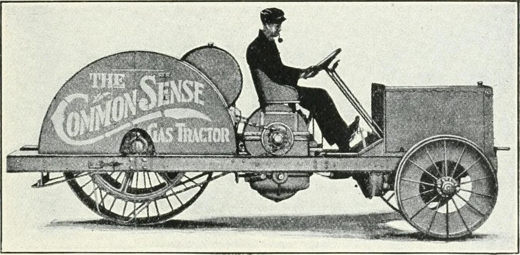 An illustration from The modern gas tractor, its construction, utility, operation and repair: a practical treatise defining every branch of up-to-date gas tractor engineering, driving and maintenance in a non-technical manner. Considers fully all types of power plants and their components, methods of drive and speed changing mechanisms. Describes design and construction as well as practical application of tractors in the field, 1919, leaf 446