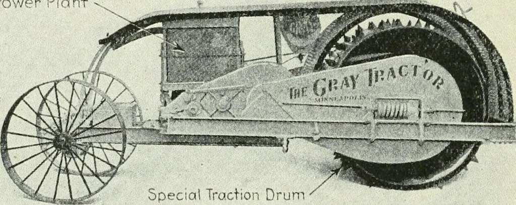 An illustration from The modern gas tractor, its construction, utility, operation and repair: a practical treatise defining every branch of up-to-date gas tractor engineering, driving and maintenance in a non-technical manner. Considers fully all types of power plants and their components, methods of drive and speed changing mechanisms. Describes design and construction as well as practical application of tractors in the field, 1919, leaf 447