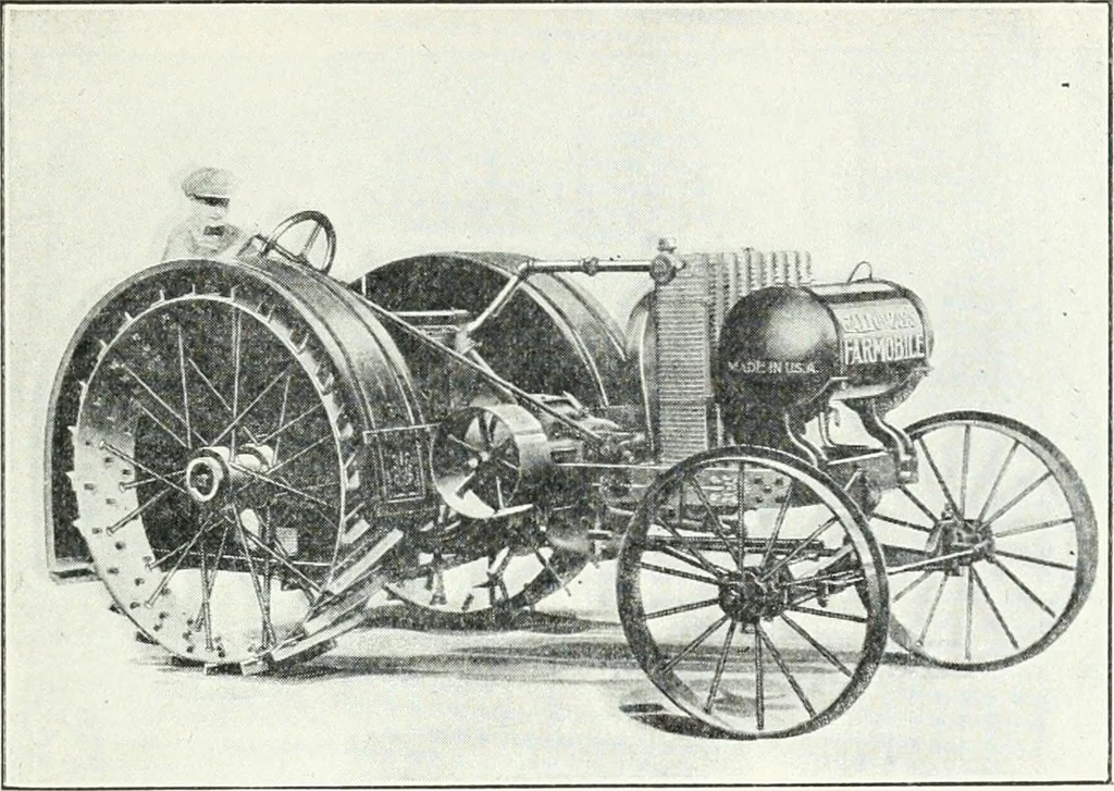 An illustration from The modern gas tractor, its construction, utility, operation and repair: a practical treatise defining every branch of up-to-date gas tractor engineering, driving and maintenance in a non-technical manner. Considers fully all types of power plants and their components, methods of drive and speed changing mechanisms. Describes design and construction as well as practical application of tractors in the field, 1919, leaf 462