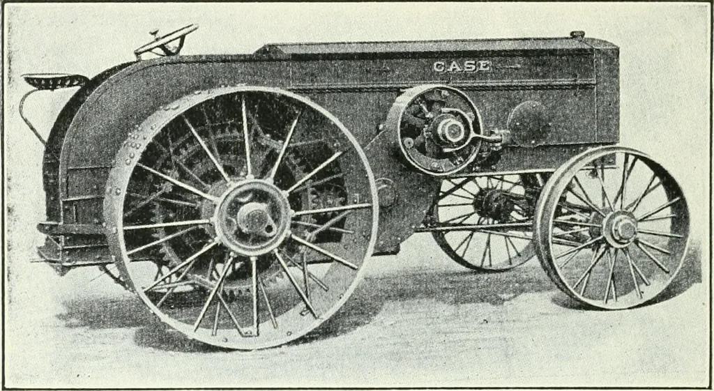 An illustration from The modern gas tractor, its construction, utility, operation and repair: a practical treatise defining every branch of up-to-date gas tractor engineering, driving and maintenance in a non-technical manner. Considers fully all types of power plants and their components, methods of drive and speed changing mechanisms. Describes design and construction as well as practical application of tractors in the field, 1919, leaf 467