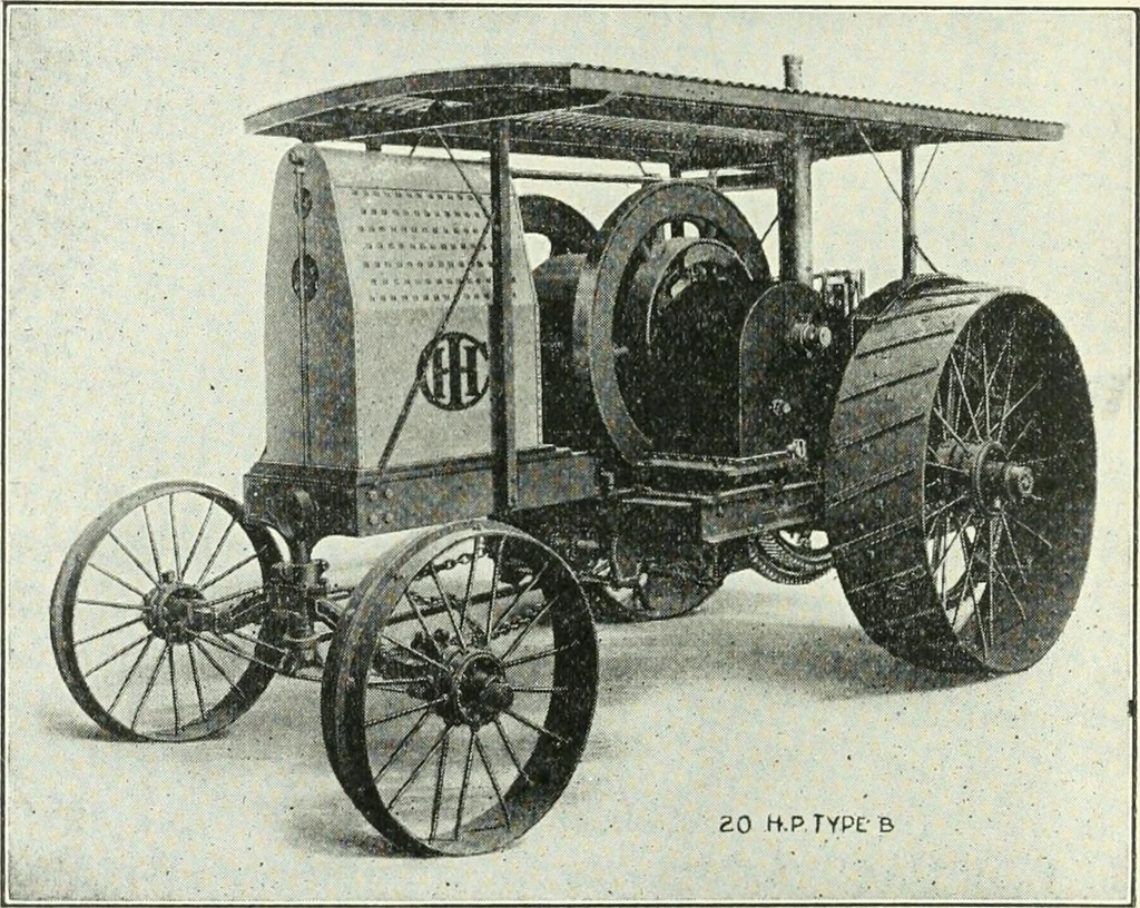 An illustration from The modern gas tractor, its construction, utility, operation and repair: a practical treatise defining every branch of up-to-date gas tractor engineering, driving and maintenance in a non-technical manner. Considers fully all types of power plants and their components, methods of drive and speed changing mechanisms. Describes design and construction as well as practical application of tractors in the field, 1919, leaf 59