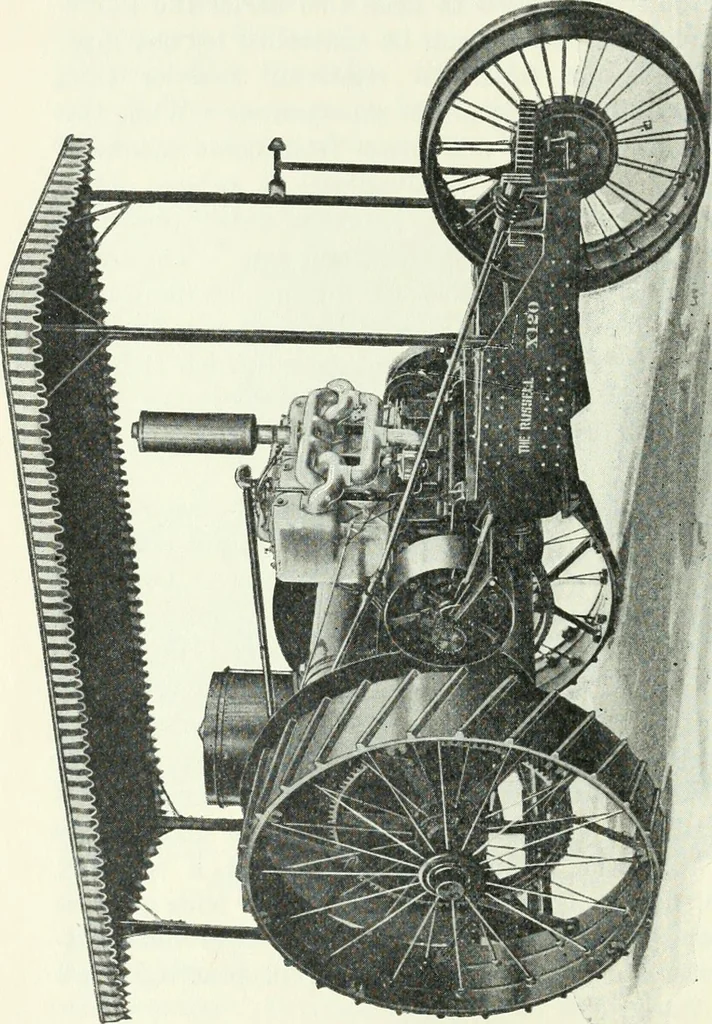 An illustration from The modern gas tractor, its construction, utility, operation and repair: a practical treatise defining every branch of up-to-date gas tractor engineering, driving and maintenance in a non-technical manner. Considers fully all types of power plants and their components, methods of drive and speed changing mechanisms. Describes design and construction as well as practical application of tractors in the field, 1919, leaf 61
