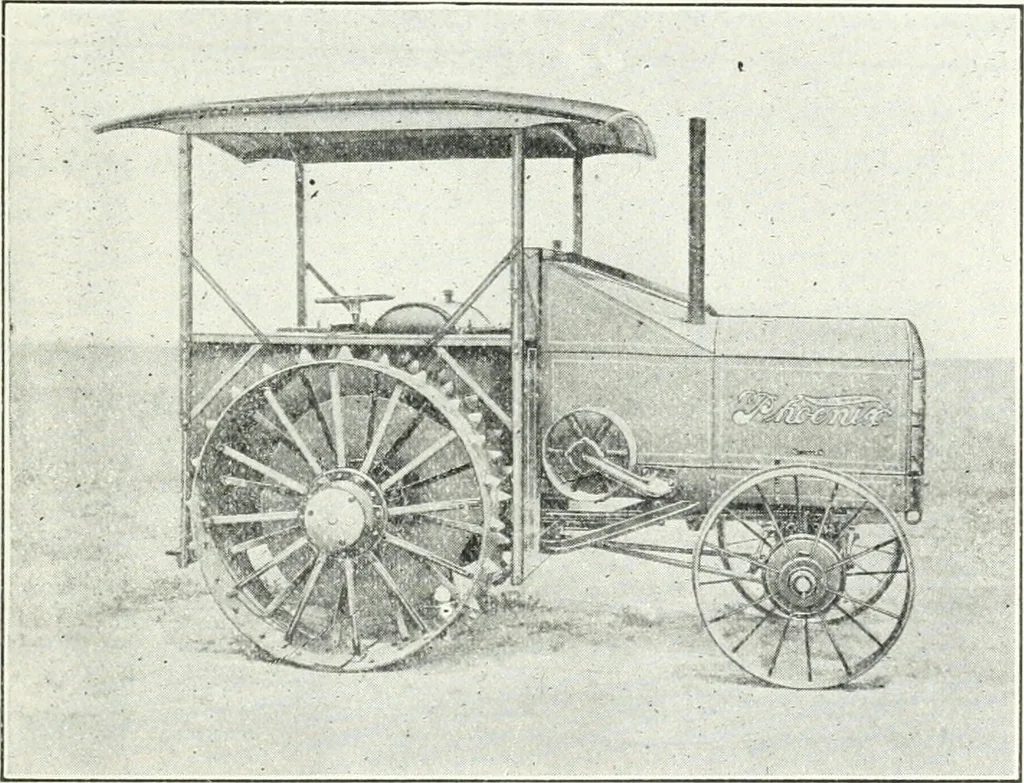 An illustration from The modern gas tractor, its construction, utility, operation and repair: a practical treatise defining every branch of up-to-date gas tractor engineering, driving and maintenance in a non-technical manner. Considers fully all types of power plants and their components, methods of drive and speed changing mechanisms. Describes design and construction as well as practical application of tractors in the field, 1919, leaf 64