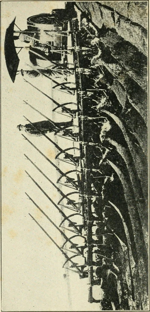 An illustration from The modern gas tractor, its construction, utility, operation and repair: a practical treatise defining every branch of up-to-date gas tractor engineering, driving and maintenance in a non-technical manner. Considers fully all types of power plants and their components, methods of drive and speed changing mechanisms. Describes design and construction as well as practical application of tractors in the field, 1919, leaf 7