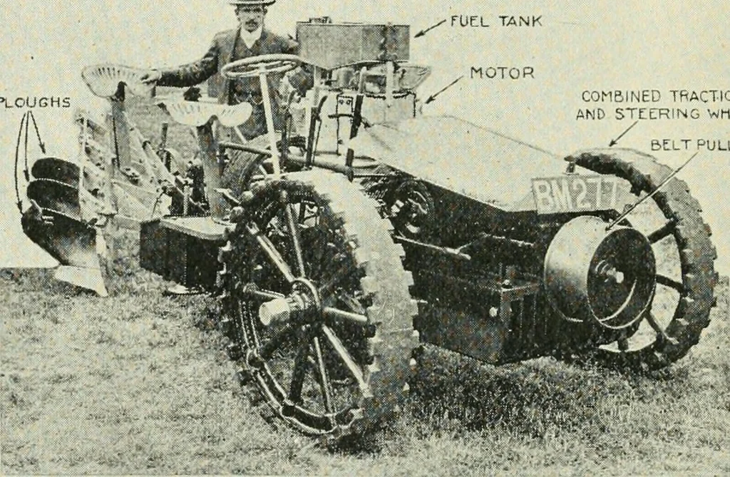 An illustration from The modern gas tractor, its construction, utility, operation and repair: a practical treatise defining every branch of up-to-date gas tractor engineering, driving and maintenance in a non-technical manner. Considers fully all types of power plants and their components, methods of drive and speed changing mechanisms. Describes design and construction as well as practical application of tractors in the field, 1919, leaf 93