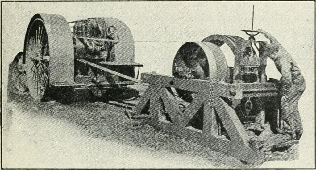 An illustration from The modern gas tractor, its construction, utility, operation and repair: a practical treatise defining every branch of up-to-date gas tractor engineering, driving and maintenance in a non-technical manner. Considers fully all types of power plants and their components, methods of drive and speed changing mechanisms. Describes design and construction as well as practical application of tractors in the field, 1919, leaf 98
