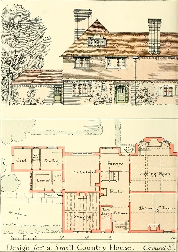 An illustration from The modern home; a book of British domestic architecture for moderate incomes; a companion volume to "The British home of to-day";, 1906, leaf 131