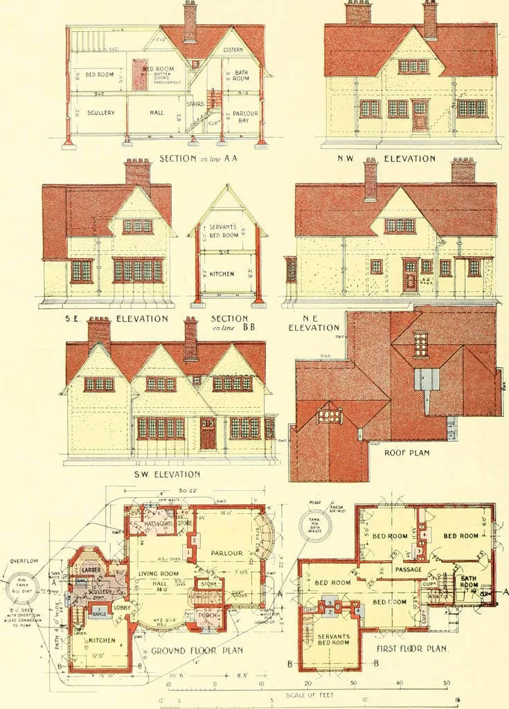 An illustration from The modern home; a book of British domestic architecture for moderate incomes; a companion volume to "The British home of to-day";, 1906, leaf 145