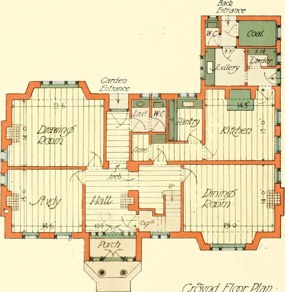 An illustration from The modern home; a book of British domestic architecture for moderate incomes; a companion volume to "The British home of to-day";, 1906, leaf 53