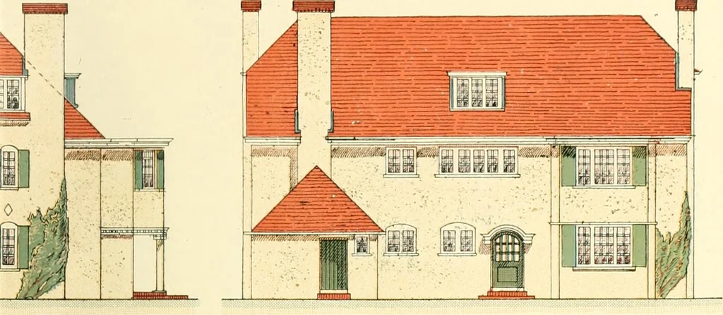An illustration from The modern home; a book of British domestic architecture for moderate incomes; a companion volume to "The British home of to-day";, 1906, leaf 54
