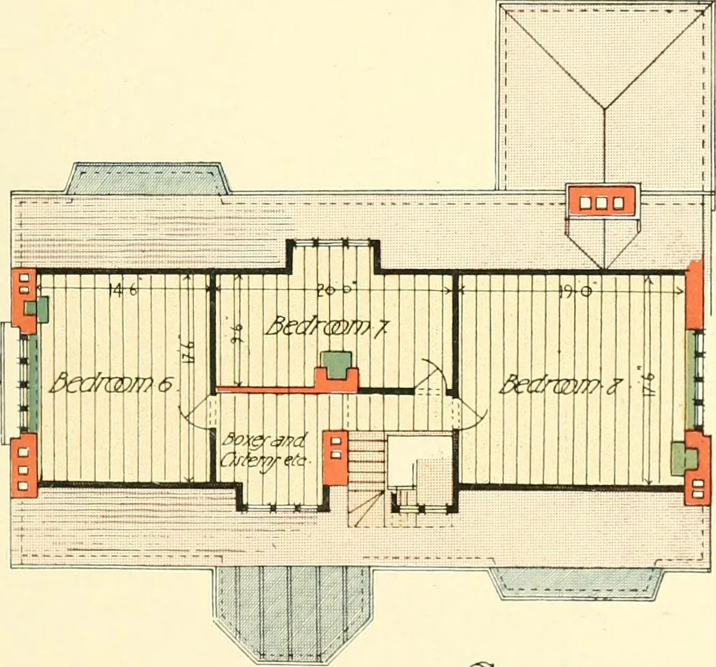 An illustration from The modern home; a book of British domestic architecture for moderate incomes; a companion volume to "The British home of to-day";, 1906, leaf 54