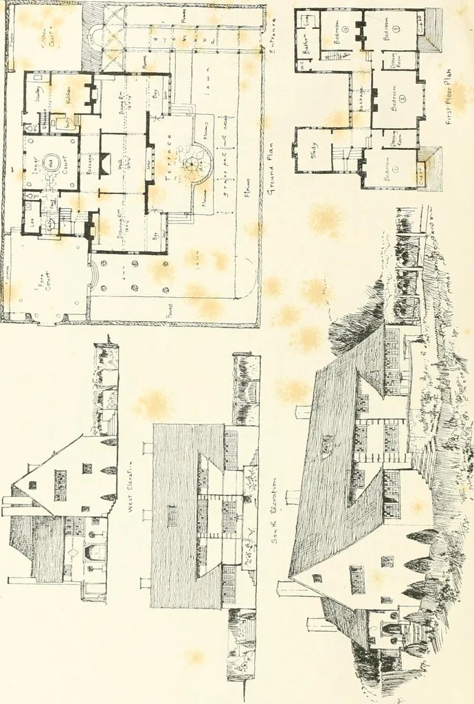 An illustration from The modern home; a book of British domestic architecture for moderate incomes; a companion volume to "The British home of to-day";, 1906, leaf 73