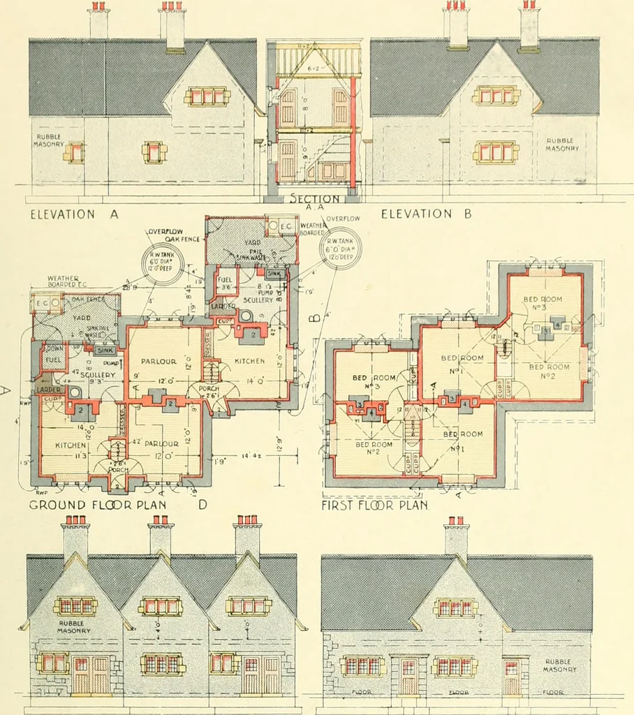 An illustration from The modern home; a book of British domestic architecture for moderate incomes; a companion volume to "The British home of to-day";, 1906, leaf 74