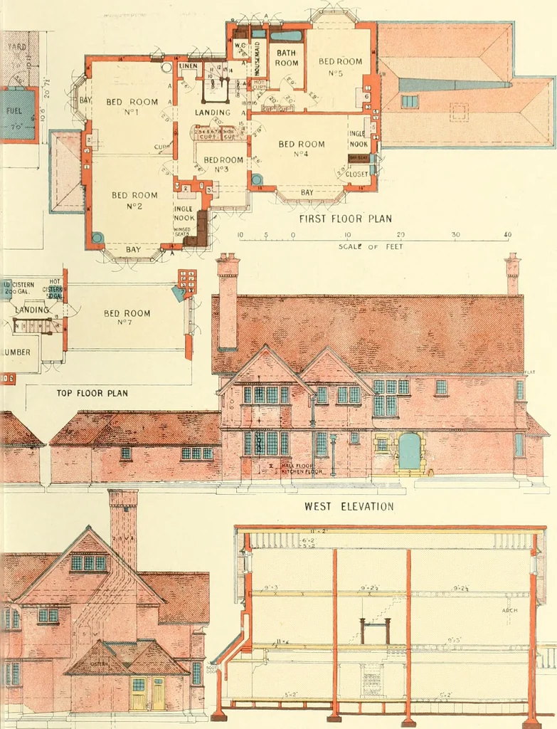 An illustration from The modern home; a book of British domestic architecture for moderate incomes; a companion volume to "The British home of to-day";, 1906, leaf 76