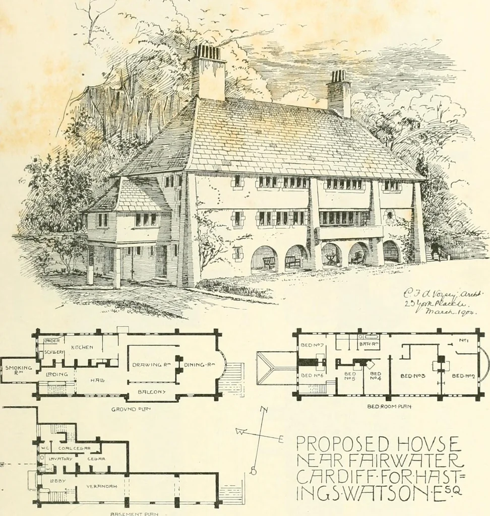 An illustration from The modern home; a book of British domestic architecture for moderate incomes; a companion volume to "The British home of to-day";, 1906, leaf 84