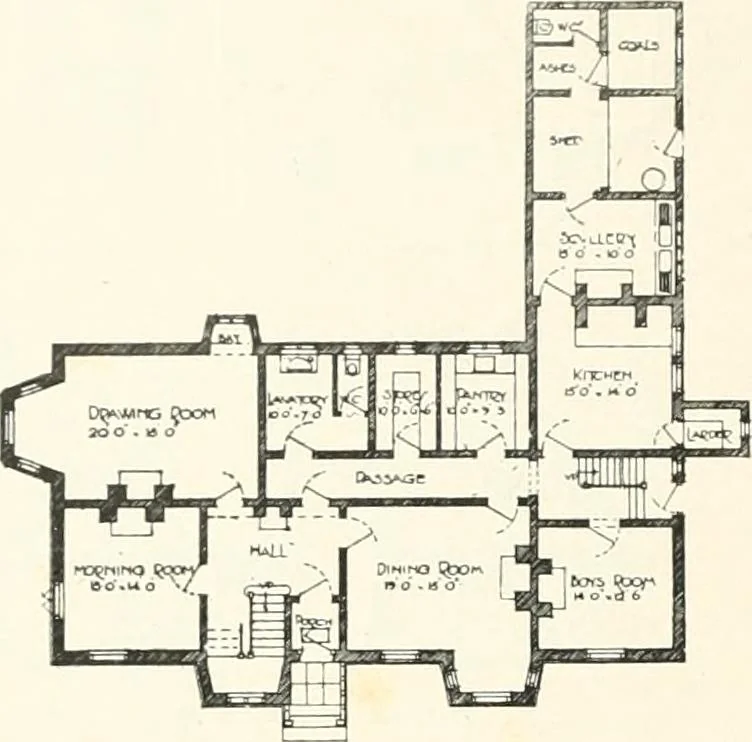 An illustration from The modern home; a book of British domestic architecture for moderate incomes; a companion volume to "The British home of to-day";, 1906, leaf 91