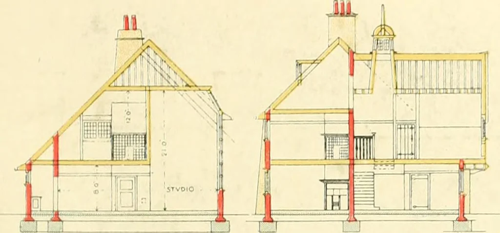An illustration from The modern home; a book of British domestic architecture for moderate incomes; a companion volume to "The British home of to-day";, 1906, leaf 96