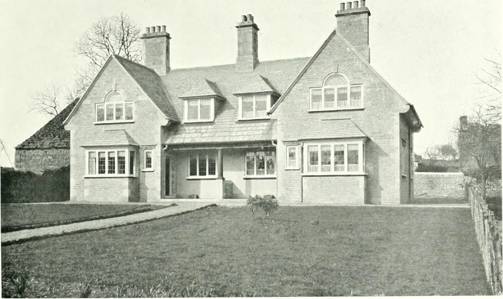 An illustration from The modern home : a book of British domestic architectvre for moderate incomes; a companion volvme to "The British home of to-day", 1906, leaf 104