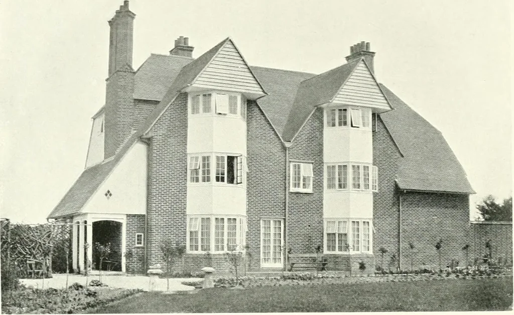 An illustration from The modern home : a book of British domestic architectvre for moderate incomes; a companion volvme to "The British home of to-day", 1906, leaf 105