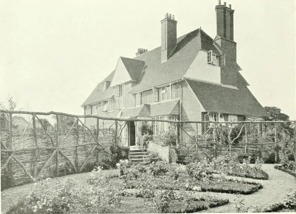 An illustration from The modern home : a book of British domestic architectvre for moderate incomes; a companion volvme to "The British home of to-day", 1906, leaf 105