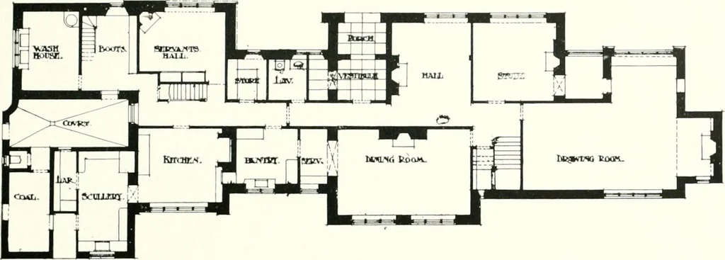 An illustration from The modern home : a book of British domestic architectvre for moderate incomes; a companion volvme to "The British home of to-day", 1906, leaf 106
