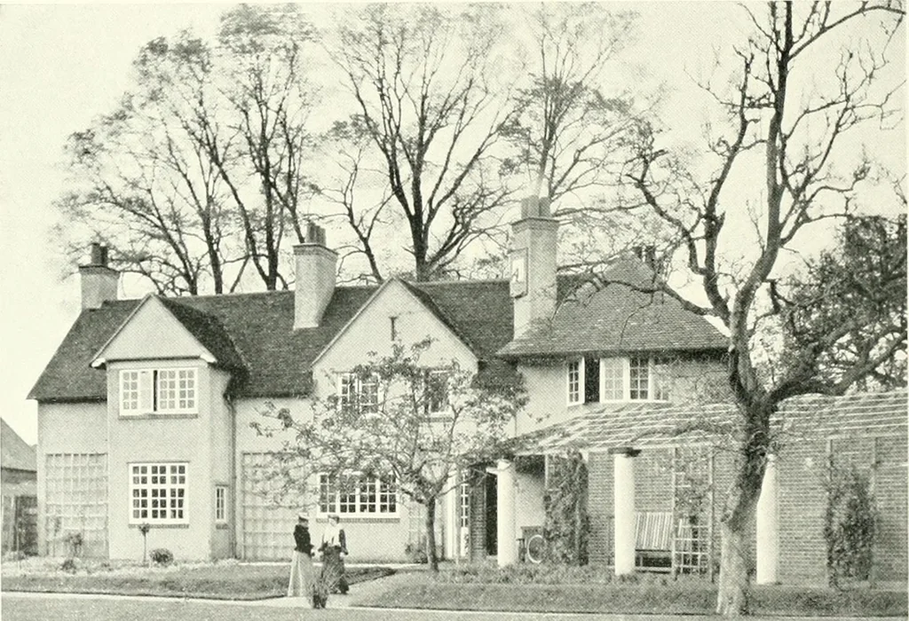 An illustration from The modern home : a book of British domestic architectvre for moderate incomes; a companion volvme to "The British home of to-day", 1906, leaf 109