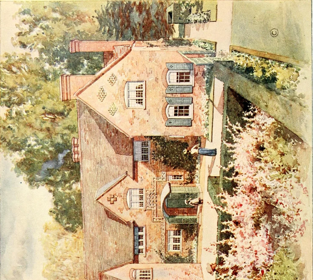 An illustration from The modern home : a book of British domestic architectvre for moderate incomes; a companion volvme to "The British home of to-day", 1906, leaf 11