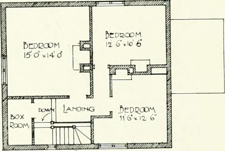 An illustration from The modern home : a book of British domestic architectvre for moderate incomes; a companion volvme to "The British home of to-day", 1906, leaf 113