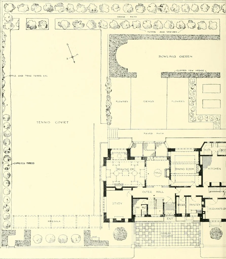 An illustration from The modern home : a book of British domestic architectvre for moderate incomes; a companion volvme to "The British home of to-day", 1906, leaf 121
