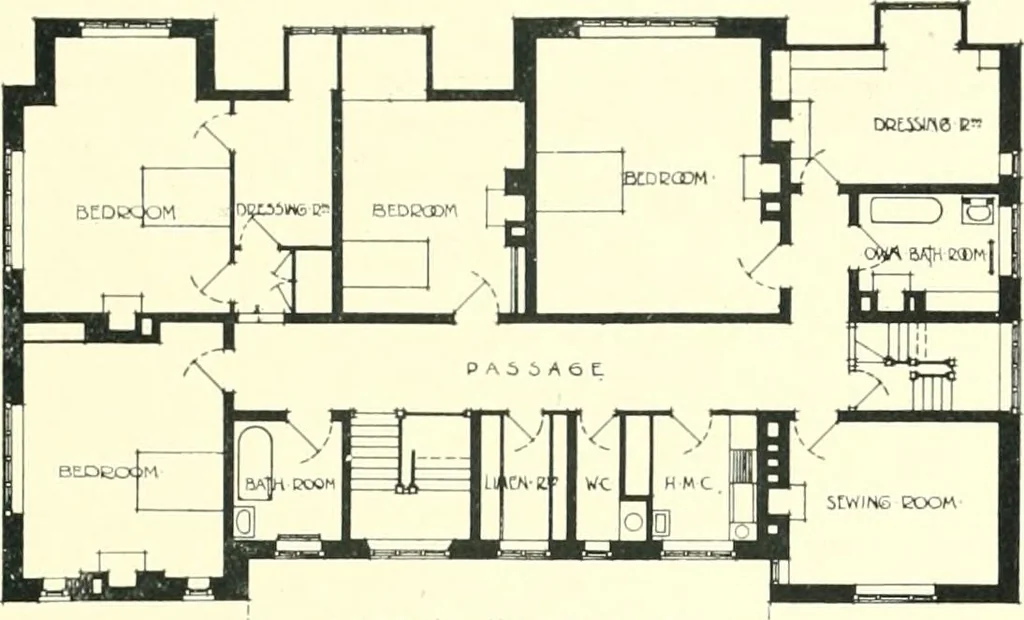 An illustration from The modern home : a book of British domestic architectvre for moderate incomes; a companion volvme to "The British home of to-day", 1906, leaf 122