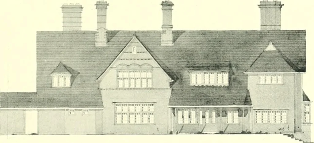 An illustration from The modern home : a book of British domestic architectvre for moderate incomes; a companion volvme to "The British home of to-day", 1906, leaf 122