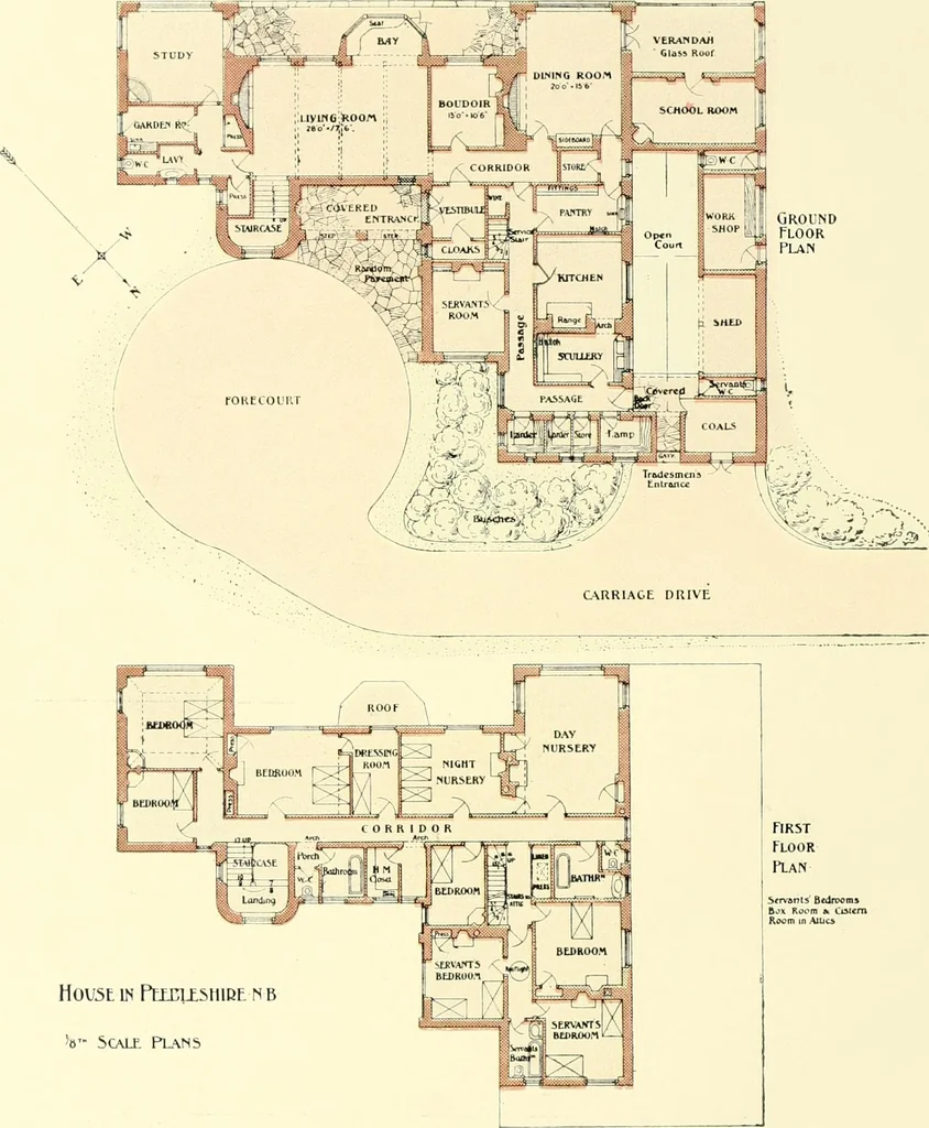 An illustration from The modern home : a book of British domestic architectvre for moderate incomes; a companion volvme to "The British home of to-day", 1906, leaf 123