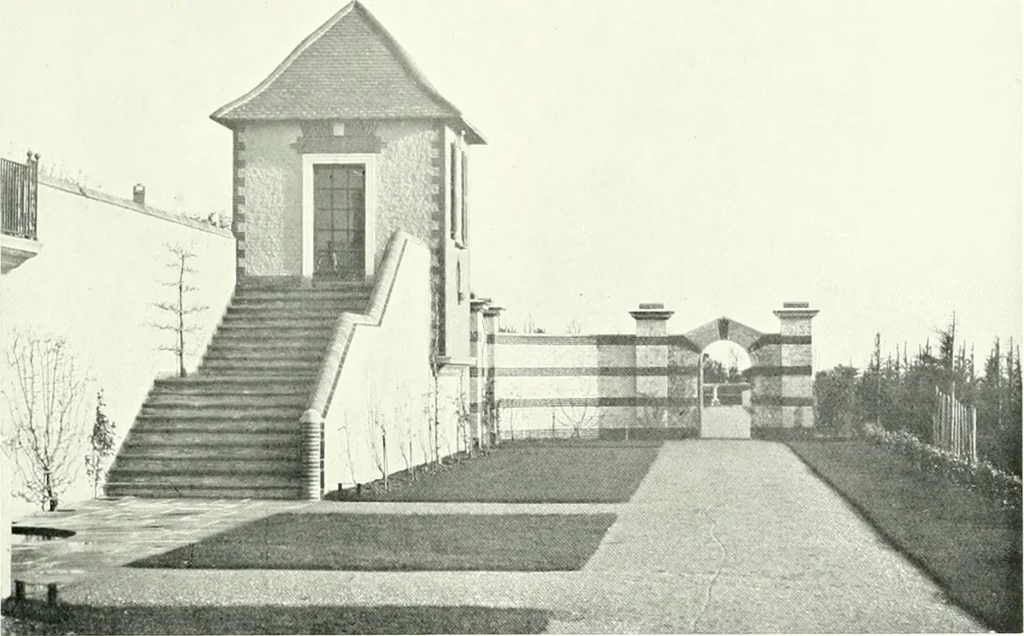 An illustration from The modern home : a book of British domestic architectvre for moderate incomes; a companion volvme to "The British home of to-day", 1906, leaf 128