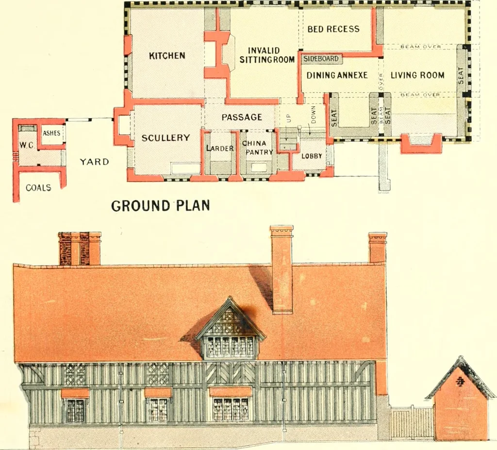 An illustration from The modern home : a book of British domestic architectvre for moderate incomes; a companion volvme to "The British home of to-day", 1906, leaf 132