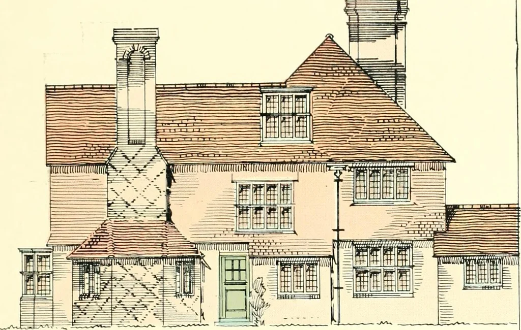 An illustration from The modern home : a book of British domestic architectvre for moderate incomes; a companion volvme to "The British home of to-day", 1906, leaf 134