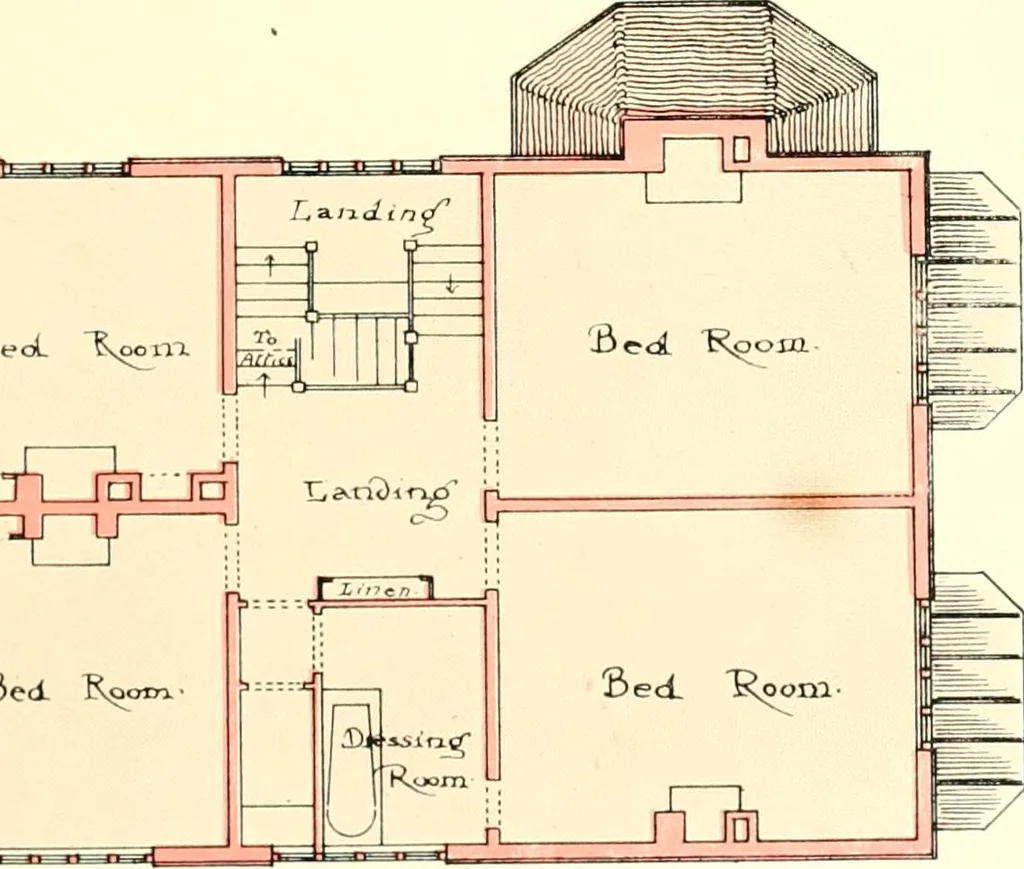 An illustration from The modern home : a book of British domestic architectvre for moderate incomes; a companion volvme to "The British home of to-day", 1906, leaf 134