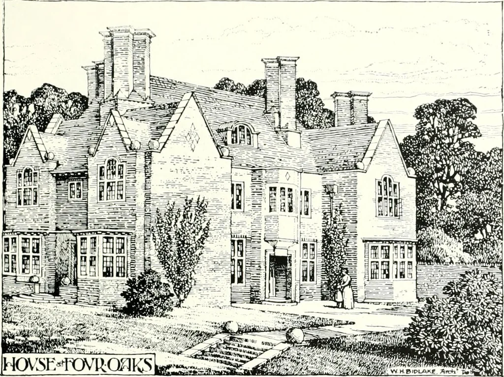 An illustration from The modern home : a book of British domestic architectvre for moderate incomes; a companion volvme to "The British home of to-day", 1906, leaf 140