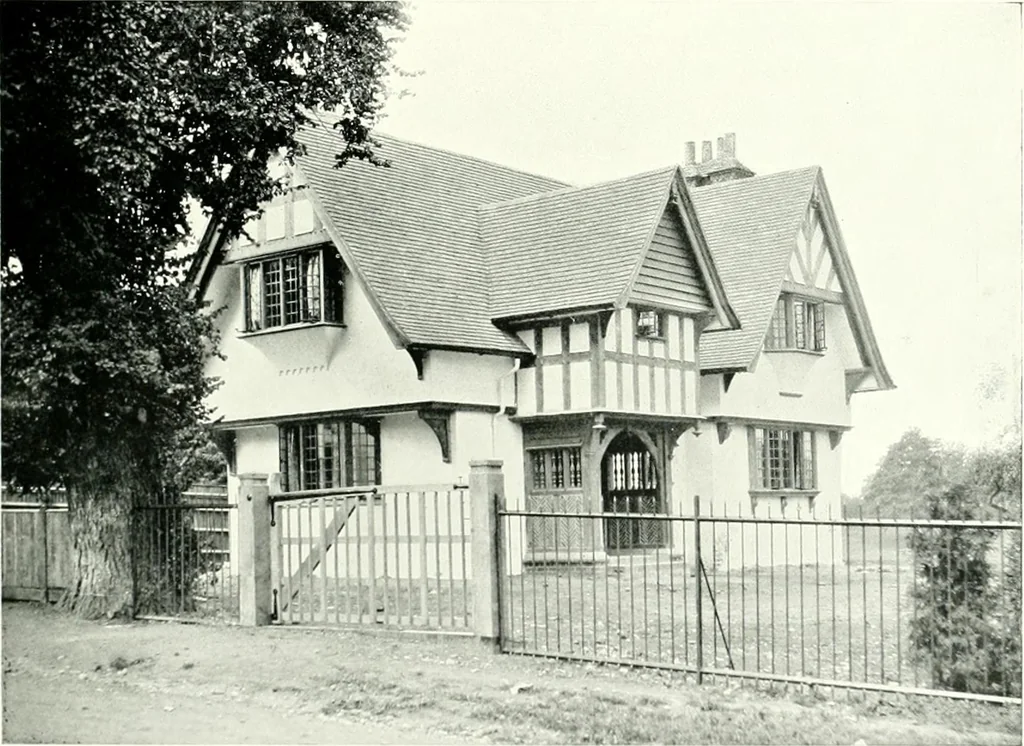 An illustration from The modern home : a book of British domestic architectvre for moderate incomes; a companion volvme to "The British home of to-day", 1906, leaf 140