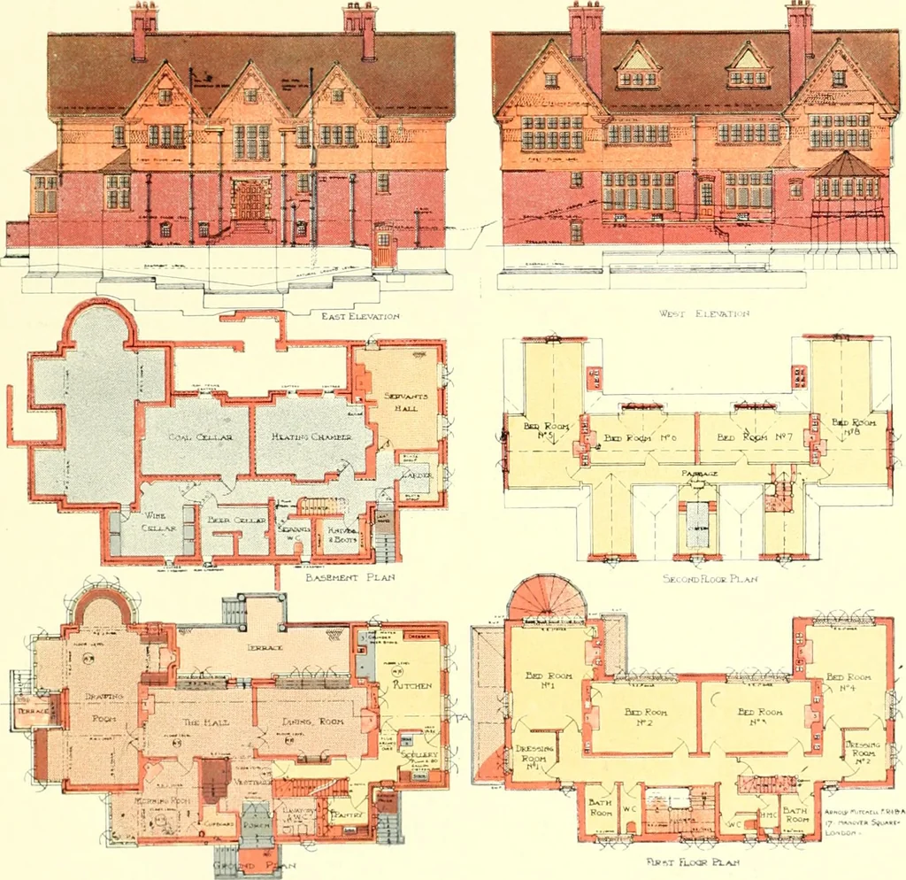An illustration from The modern home : a book of British domestic architectvre for moderate incomes; a companion volvme to "The British home of to-day", 1906, leaf 144