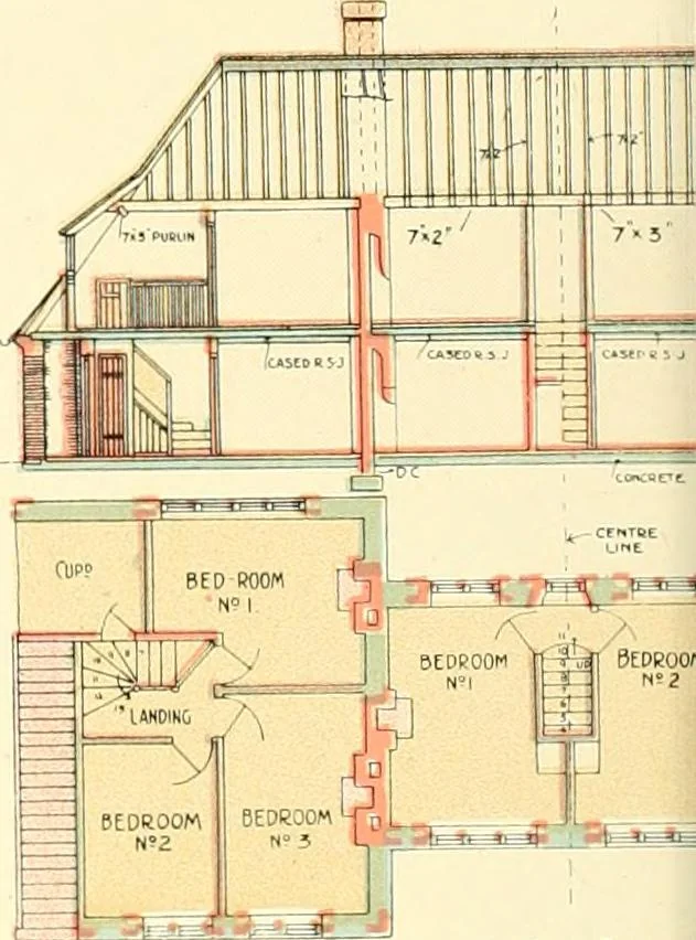 An illustration from The modern home : a book of British domestic architectvre for moderate incomes; a companion volvme to "The British home of to-day", 1906, leaf 145