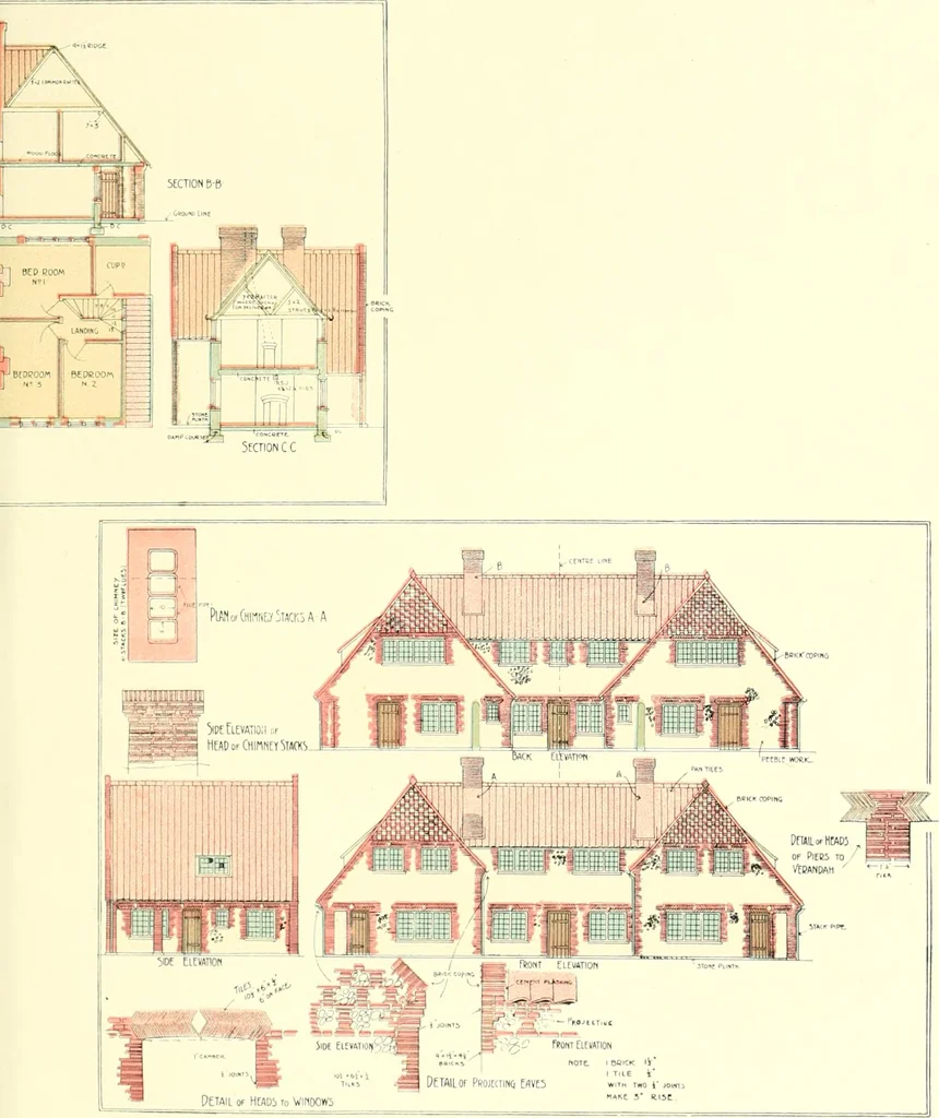 An illustration from The modern home : a book of British domestic architectvre for moderate incomes; a companion volvme to "The British home of to-day", 1906, leaf 146