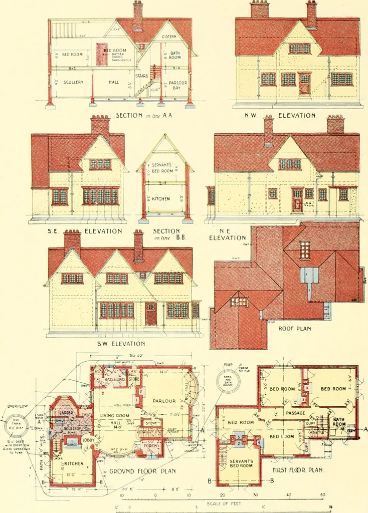 An illustration from The modern home : a book of British domestic architectvre for moderate incomes; a companion volvme to "The British home of to-day", 1906, leaf 147