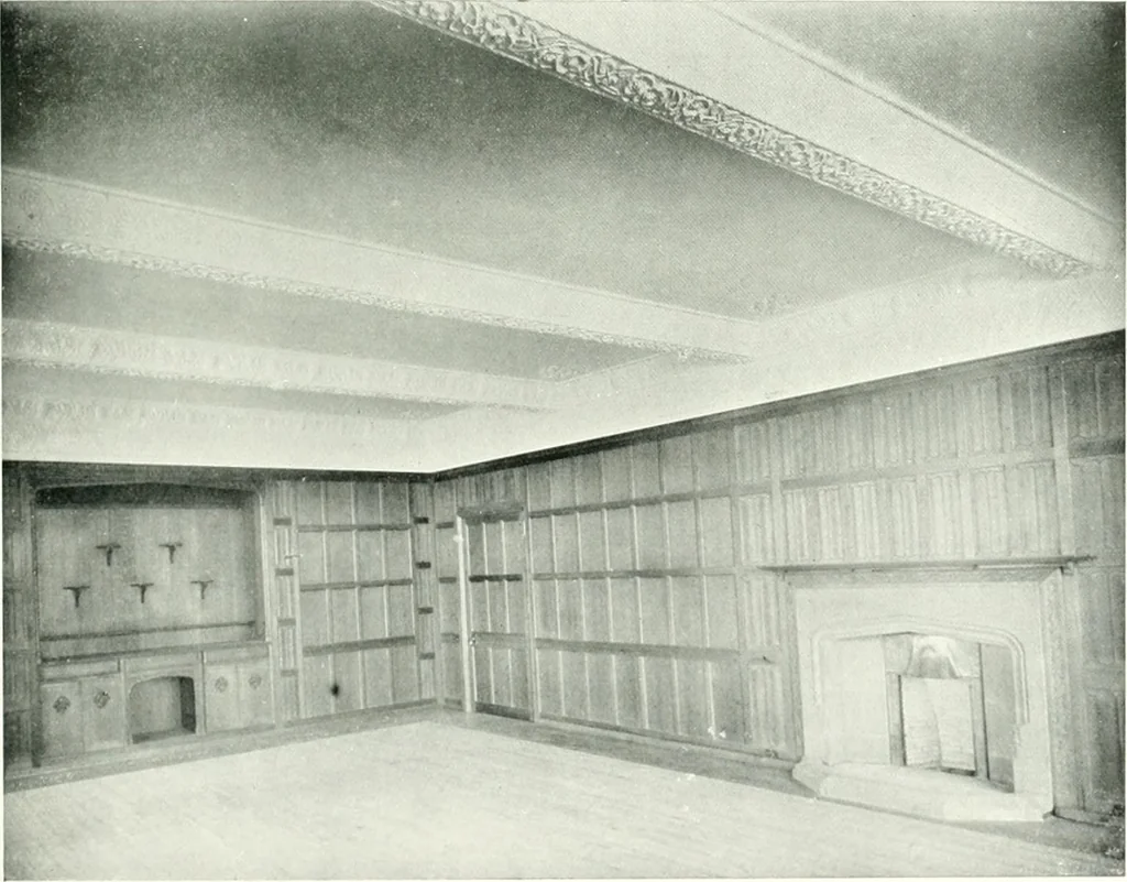 An illustration from The modern home : a book of British domestic architectvre for moderate incomes; a companion volvme to "The British home of to-day", 1906, leaf 158