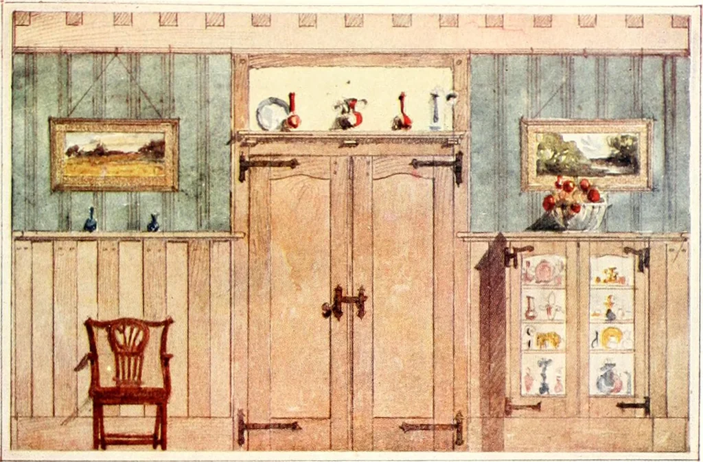 An illustration from The modern home : a book of British domestic architectvre for moderate incomes; a companion volvme to "The British home of to-day", 1906, leaf 164