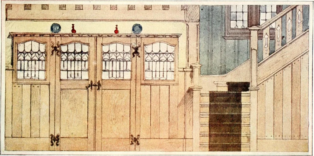 An illustration from The modern home : a book of British domestic architectvre for moderate incomes; a companion volvme to "The British home of to-day", 1906, leaf 164