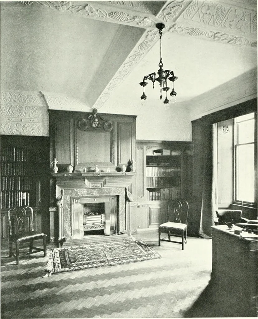 An illustration from The modern home : a book of British domestic architectvre for moderate incomes; a companion volvme to "The British home of to-day", 1906, leaf 188